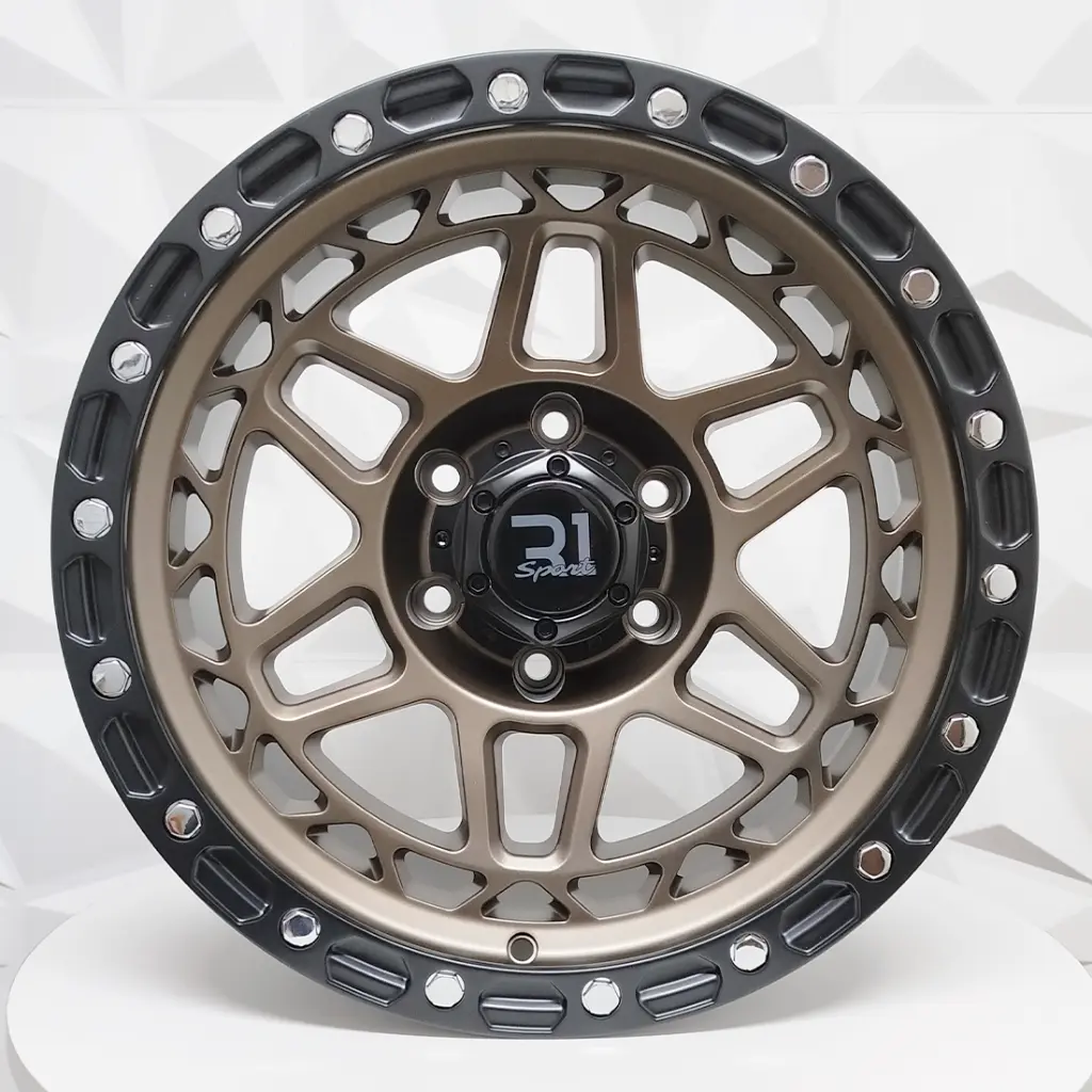 "RIN 17X9 6-139.7 R1 SPORT RGW8891 MATTE BRONZE+BLACK LIP CHROME RIVETS ET0 CB110" 