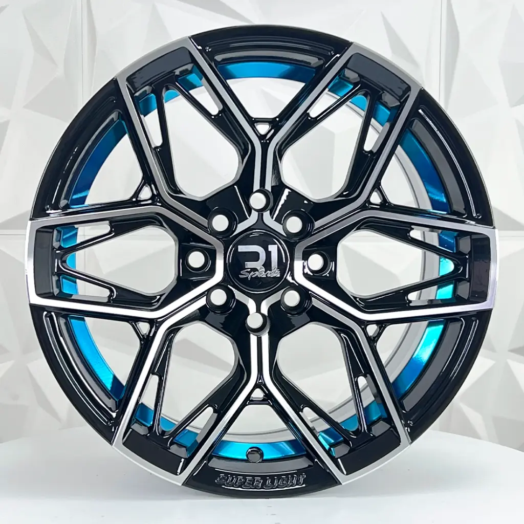 RIN 15X7 4-100/114.3 R1 SPORT 1314 BLACK MACHINE BLUE LINE ET5 CB73.1 
