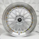 RIN 17X8.5 5-100 R1 SPORT 7236F BB SILVER MACHINE LIP GOLD RIVETS ET30 CB73.1